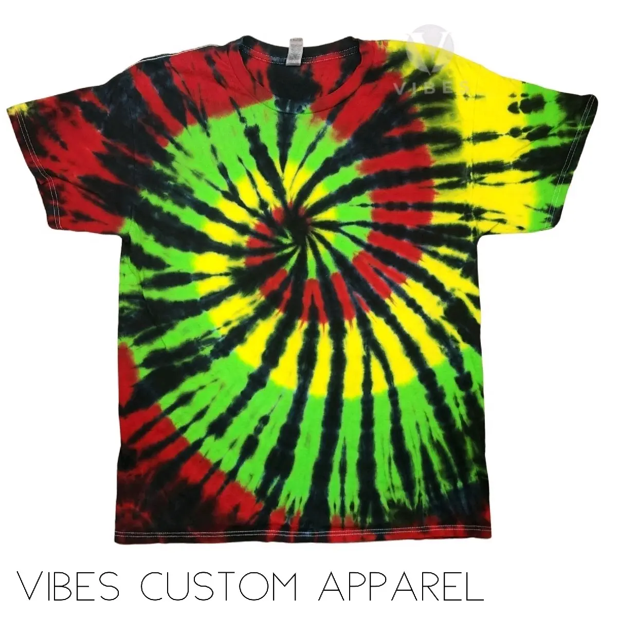 Rasta, Red, Yellow, Green and Black Spiral Tie Dye Unisex T-Shirt
