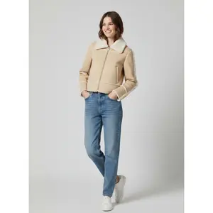 Muncie Faux Suede Jacket with White Fur Seams