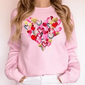 Glittery Hearts, Brush Stroke, Love, Valentine's Day Sweatshirt, Crew Neck, Women's, Crewneck, Valentine's Day, Love, Heart, Cupid