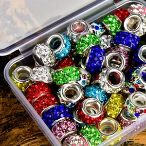 one box Colorful Rhinestone Beads Large Hole Beads - Colorful Rhinestone Artificial Crystal for Jewelry Making DIY - Small Business Supplies
