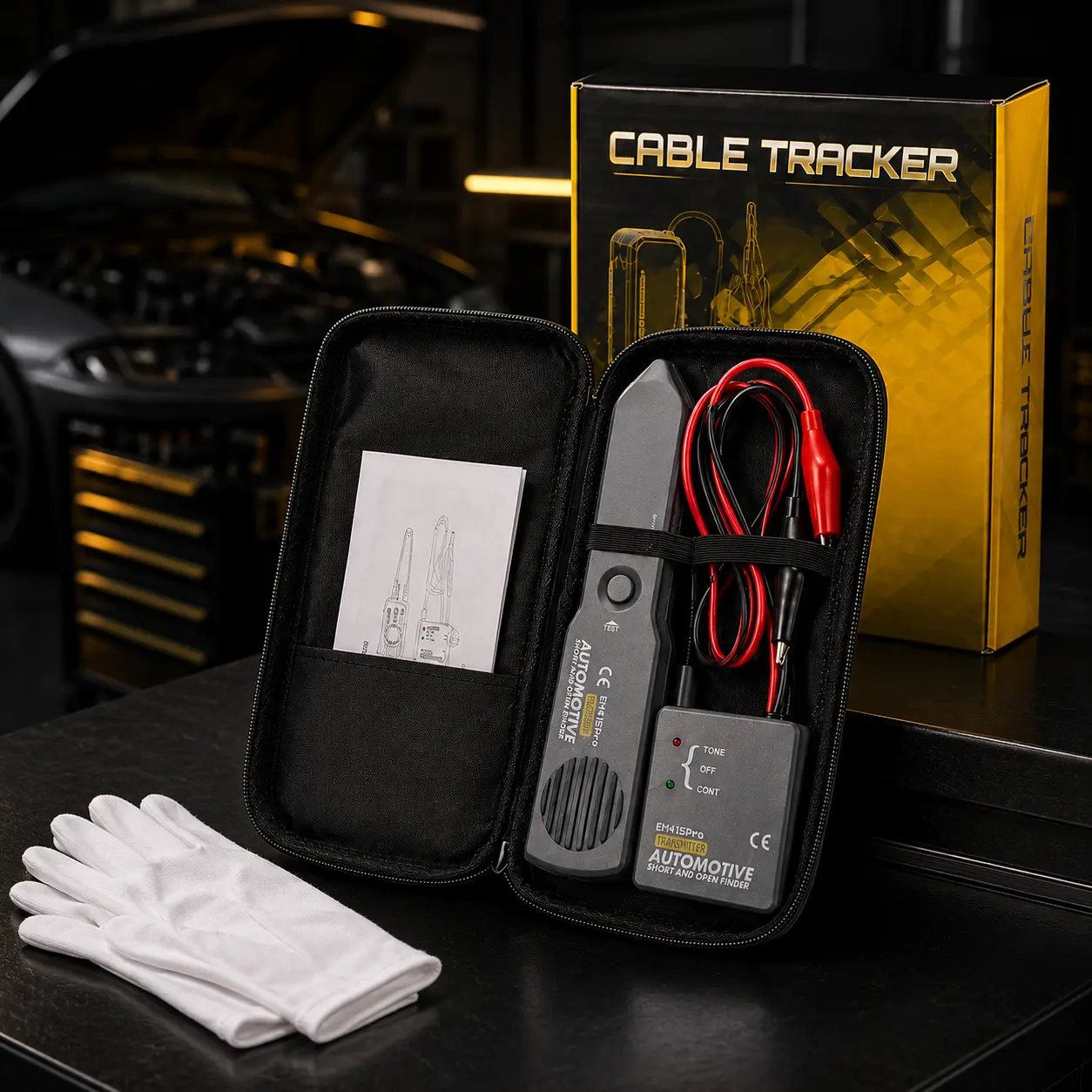 Portable Automotive Electrical Testing Kit with Wire Tracer Receiver, Signal Transmitter, Flexible Probe, Test Clips and Storage Case for Cars, Trucks, RVs and Motorcycles