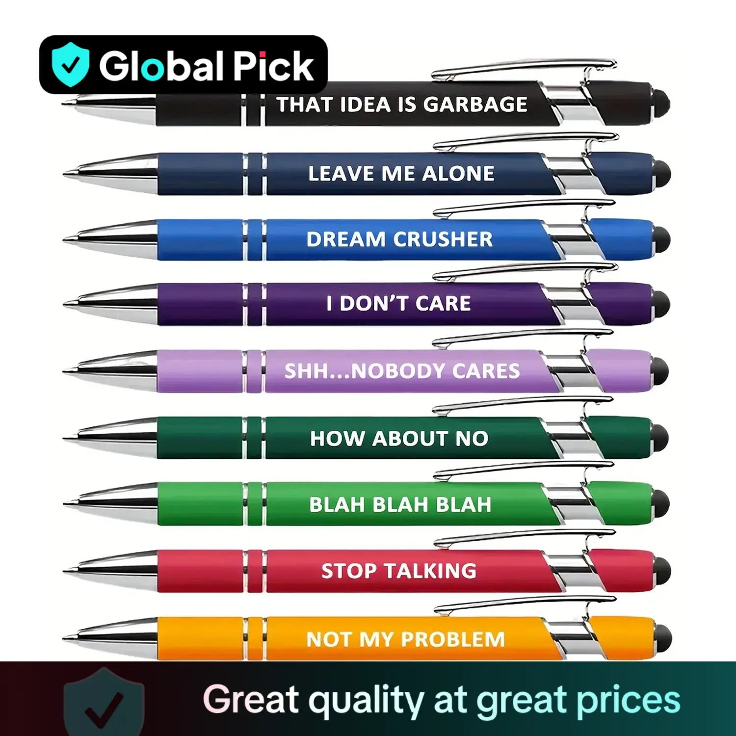 Ballpoint Pen, 9 Counts/set Humorous & Funny Quotes Ballpoint Pen, Smooth Writing Pen, Suitable for Office, Colleagues, School, and Women back to scho