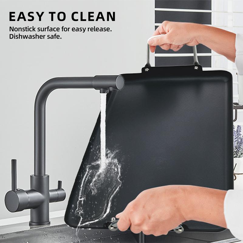 SmartCook Double-Burner Comal & Griddle Pan for Stove Top - Grill Pan with Utensils Set, Perfect para Torillas