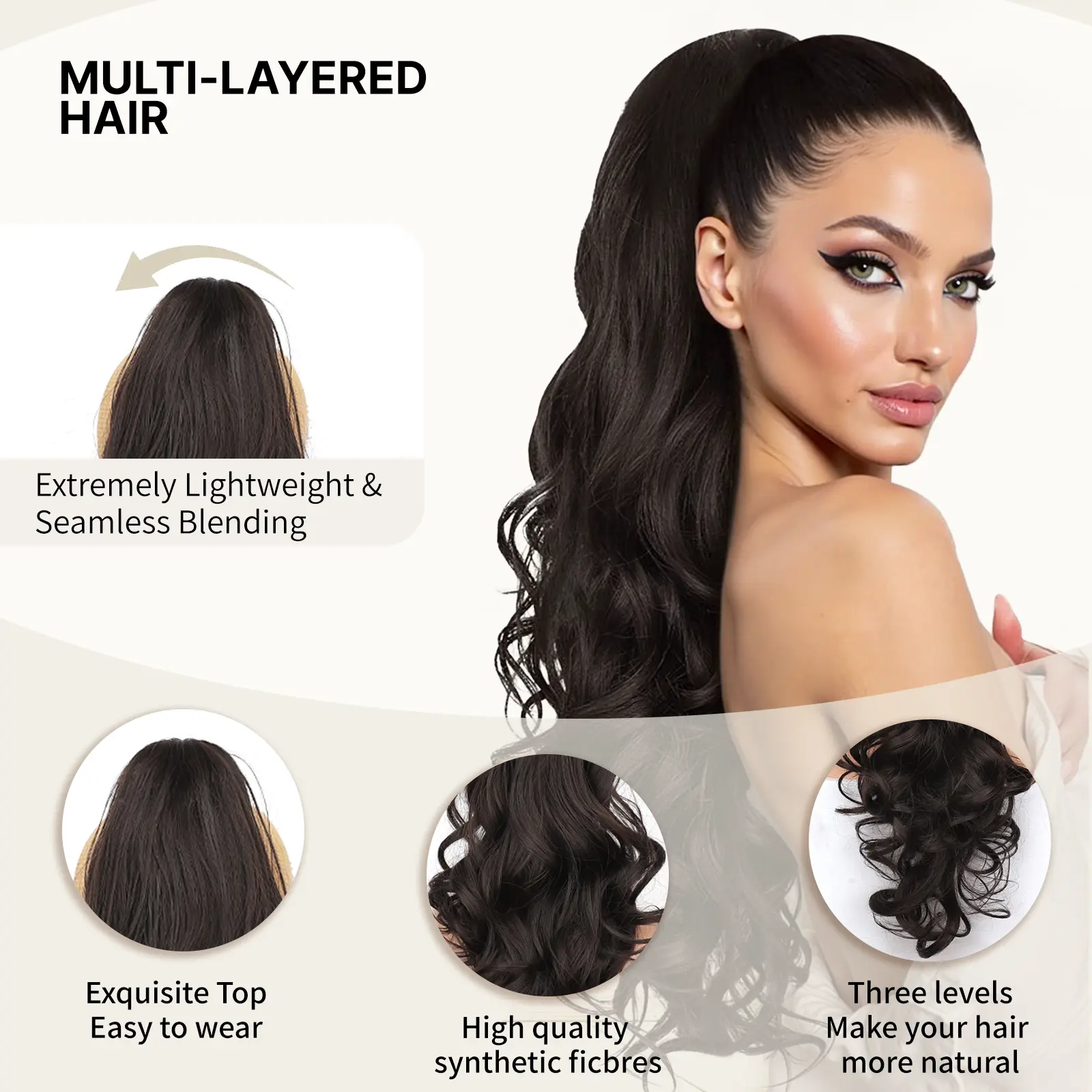 Kookastyle 24" Curly Wavy Ponytail Extension with Claw Clip Long Hairpiece for Women Natural Looking Jaw Clip on Ponytails Kookastyle 24" Curly Wavy Ponytail Extension with Claw Clip Long Hairpiece for Women Natural Looking Jaw Clip on Ponytails