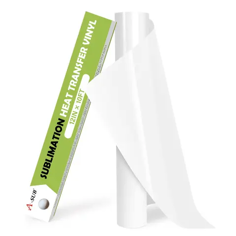 A-SUB Sublimation HTV for Light Fabric, Clear Sublimation Vinyl 12" X 10FT, Matte HTV Vinyl for Sublimation on Cotton Fabric T-Shirt, Pillow, Bag, DIY Craft Paper