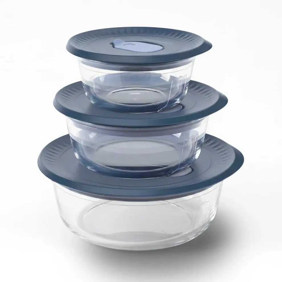 Tupperware Voila Glass Round Food Storage | Set of 3