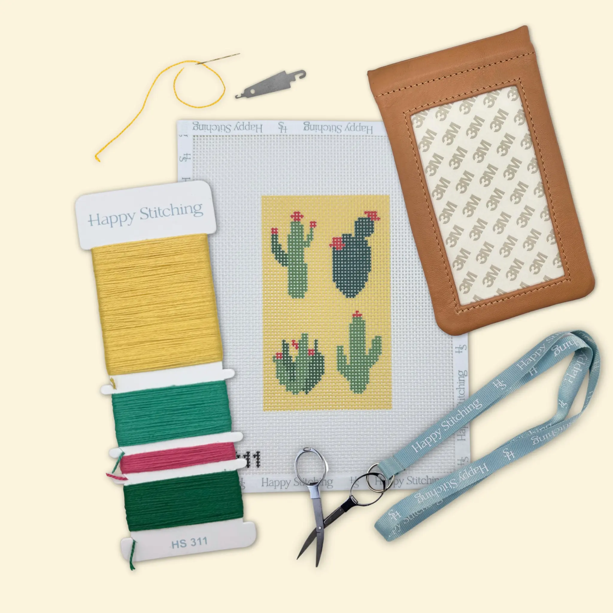 Happy Stitching - Looking Sharp Needlepoint Eyeglass Case Kit - All-On-One Needlepoint Craft Kit