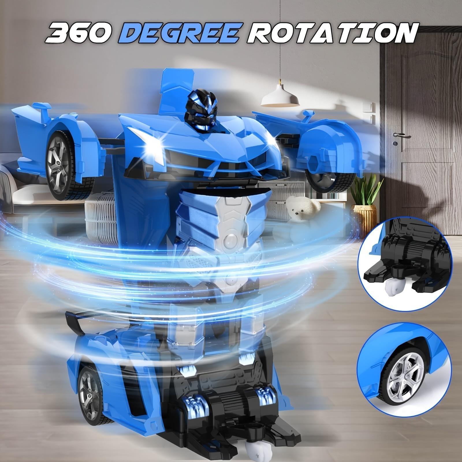 One-Button Transforming Robot Car Toy with LED Light & Sound Stunts – 360° Omnidirectional Stunt Vehicle for Boys Girls Age 3+ – Remote Control Deformation Truck, Educational STEM Christmas Birthday Gift for Kids