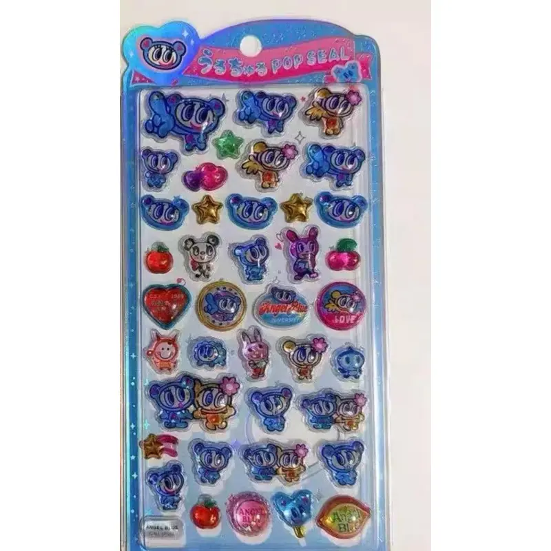 HOT Angel blue jelly stickers Japanese blue phone case Boys and girls DIY decorative stickers toys 3D relief stickers