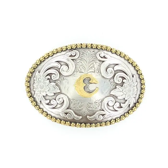 Unisex Trendy Exquisite Belt - Vintage Solid Buckle, Antique Silver Scrolls Flowers Etching, Western Concho Accessory, Ideal for Personalized Gift, Western Concho Belts, Gold, Floral, Solid Antique, 2-3/4" X 4", Oval Shape
