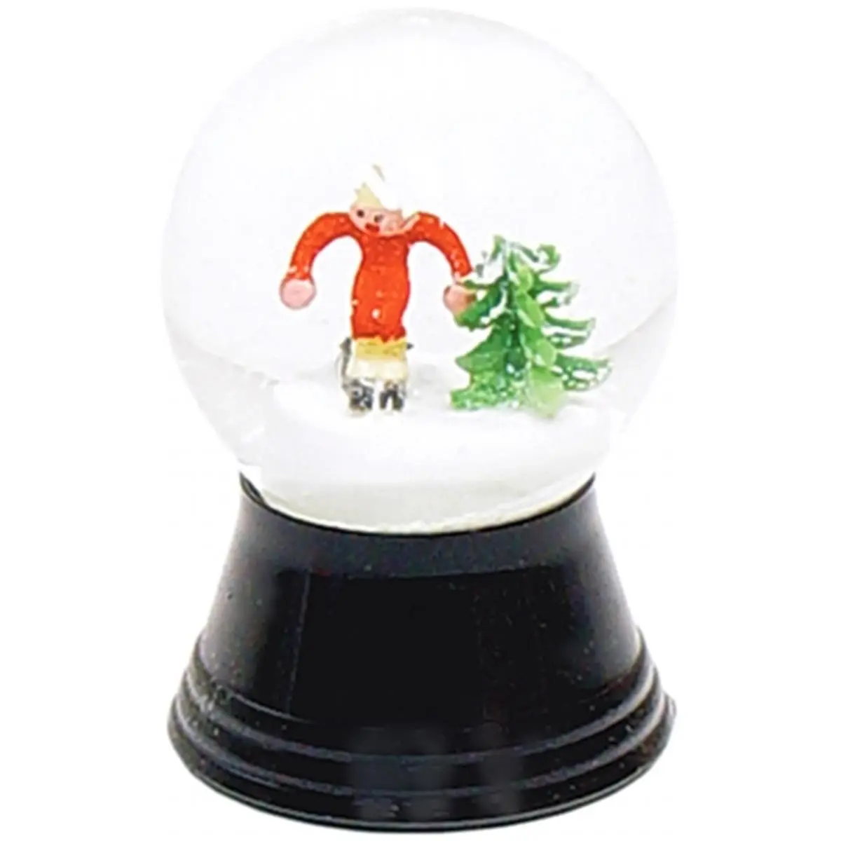 PERZ PR1224 1-Piece Glass Perzy Snowglobe - Round Shape Figurines & Miniatures, Small Skier Kitchenware Drinkware Accessory, 2.75h x 1.5w x 1.5d in.