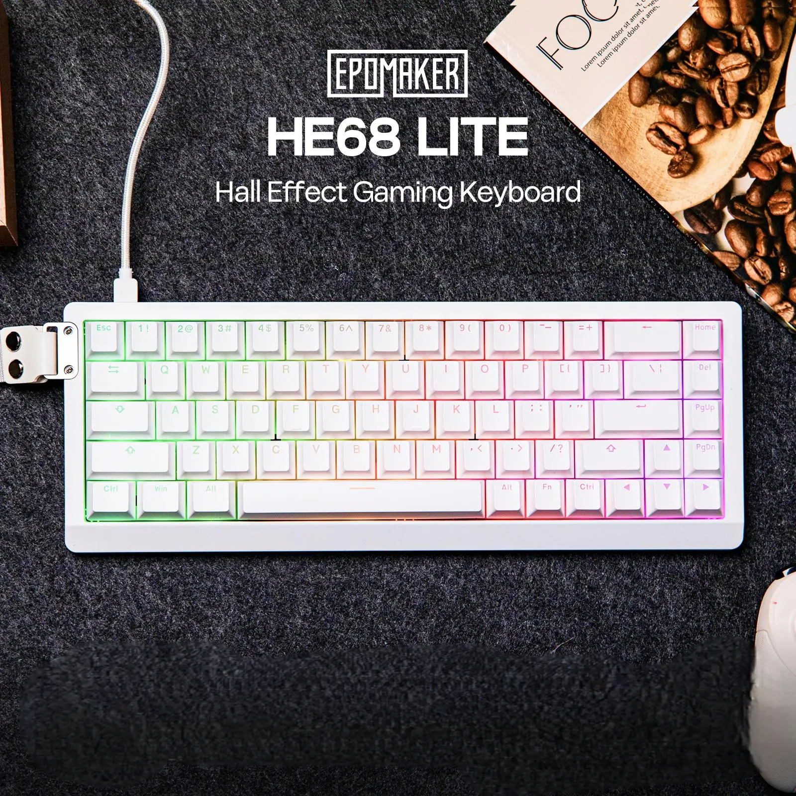 EPOMAKER HE68 Lite 65% ANSI US Layout Tray-Mounted Mechanical Backlit Gaming Keyboard, Magnetic Hall Effect, 5-Layer Sound Design, Tray-Mount Stability, 8000Hz Polling, Custom A-RGB, DKS SOCD, USB-C Cabled, Keycaps, Foam (TikTokShopBlackFriday),techvibes