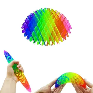 Rainbow Elastic Mesh Stress Relief Toy, Stretchable Plastic Fun Pocket Gift for Kids and Adults over 3, Random Colors for Focus and Relaxation