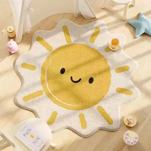 Modern Cute Creative Colorblock Smiling Sun Print Carpet, Living Room Bedroom Rug, Soft Plush Large Area Mat, Easy to Clean, Fluffy Area Rug, Home Decor Rug, Home Decorative Rugs