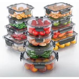 24- Glass  Storage Containers with Hinged Lock Lids | Airtight Containers for Meal Prep, Lunch or Leftovers | Oven/Freezer & Dishwasher Safe | Glass Tupperware Set