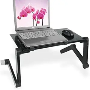 Adjustable Laptop Computer Lap Desk Portable Multifunctional Cooling Ergonomic Vented Table TV Bed Tray Stand Mount Holder (420 * 260mm, Black)