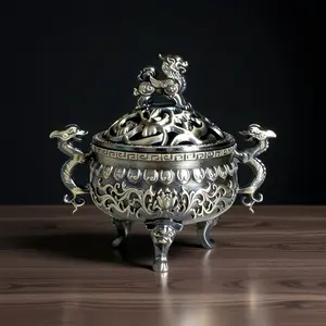 Divine Beast (pi Xiu) Luxurious Metal Incense Burner, Office Desktop Ornament, Anti-Bad Luck Amulet, Suitable for Meditation, Living Room Decor