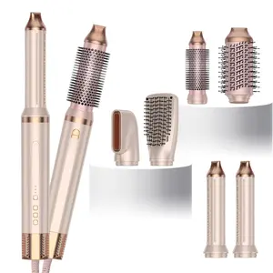 6-In-1 Rose Gold, 110K RPM High-Speed Brushless Motor Hot Air Brush Set, 200 Million Negative Ions Anti-Frizz, Curler & Straightener 2-In-1, Thermal Brush Straightener, High Power Fast Heating, Suitable For All Hair Types