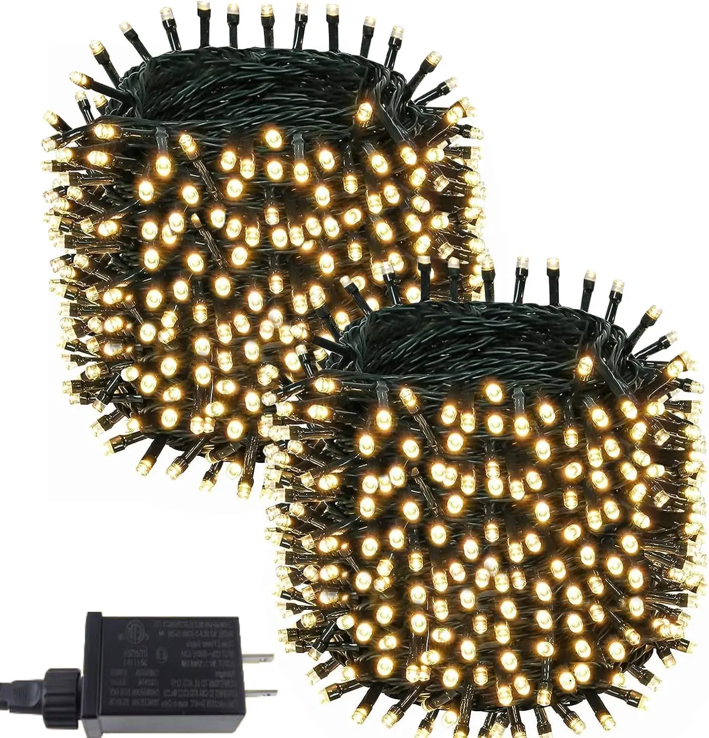 String Lights, 2-Pack LED String Light with 400 Bright LEDs, 150 FT Waterproof Connectable Fairy Lights with 8 Modes, Green Wire, Warm White for Indoor & Outdoor