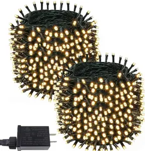 String Lights, 2-Pack LED String Light with 400 Bright LEDs, 150 FT Waterproof Connectable Fairy Lights with 8 Modes, Green Wire, Warm White for Indoor & Outdoor