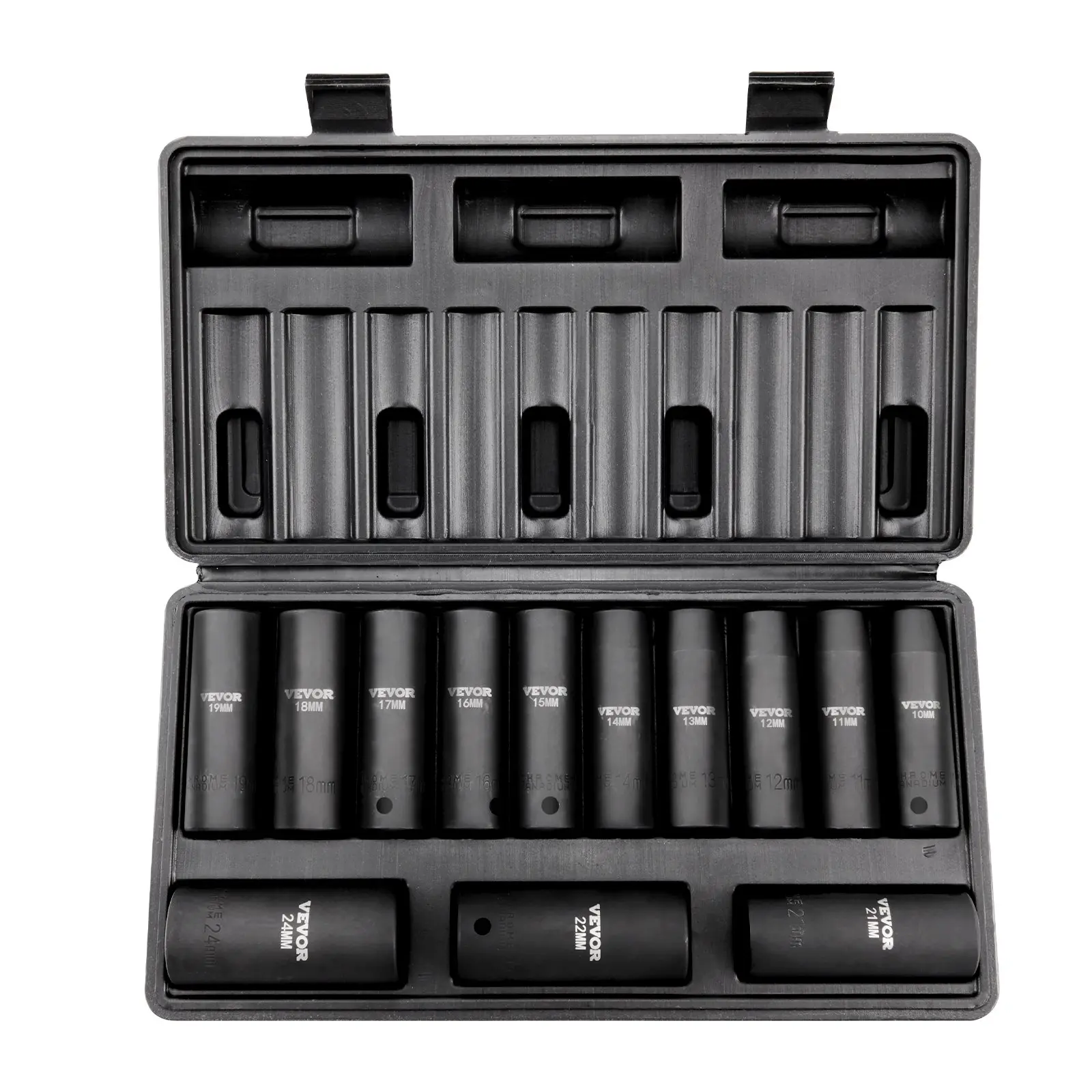 【DealsForYouDays】VEVOR 1/2" Drive Impact Socket Tool Kit Set13-Piece Metric Deep Socket Set (10-24mm) 6-Point CR-V Alloy Steel Mechanic ToolsEasy-to-Read MarkingsRugged ConstructionAuto Repair Usewith Storage Case, Tool Box, Mechanic Tool Box