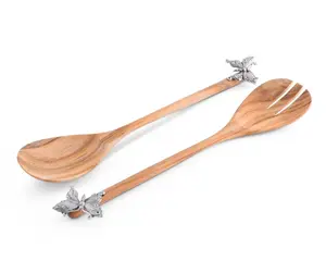 Butterfly Acacia Wood Salad Servers