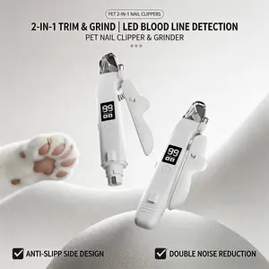Rechargeable Pet Nail Clipper with LED Light & Digital Display, Electric Dog Cat Nail Trimmer with Safety Guard, Professional Pet Grooming Tool for Small Medium Large Pets