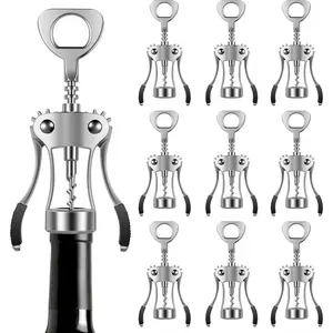 10 count Wing Corkscrew  Opener Bulk,2IN1 Cork Screw  Bottle Opener Manual with  Bottles Opener Stainless Steel  Openers Tool for Wedding Party Favors Groomsmen Waiters Bartenders Servers