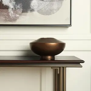6 in. Modern Antiqued Bronze Aluminum Metal Vase with 360 Stand, Distressed Finish, Lightweight Handmade Home Decor Table Vase, Ideal Gift Item, Decorative Vases, Artificial Floral Vases