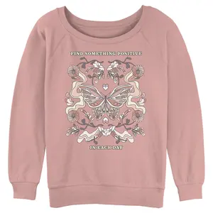 Juniors Womens Lost Gods Positive Day Butterfly Sweatshirt