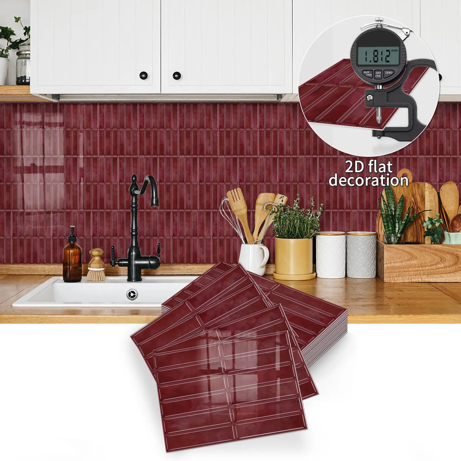 Peel-And-Stick Self-Adhesive Tile Decorative Wall Decals, Accent Wall Peel And Stick, Waterproof and Stain-Resistant, Kitchen & Bathroom Splash Guards, Ideal for Home Decoration