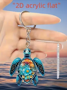 2D Flat - One piece of 2D design, made of acrylic material, with a cute turtle shape, perfect for making car key chains, as a gift, for decoration, also suitable for projects, ideal for Christmas gifts