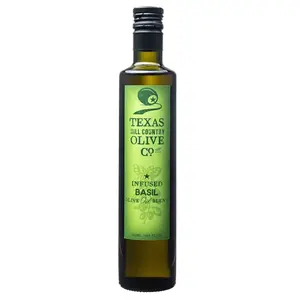 TEXAS HILL COUNTRY OLIVE CO. Basil Infused Olive Oil - 250ml - US Grown Extra Virgin Olive Oil with Fresh Basil Flavor for Dressings & Marinades