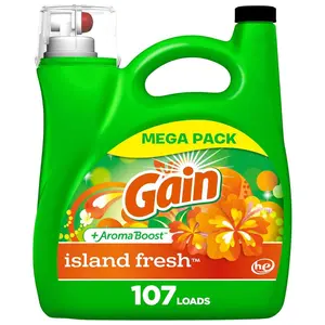 Gain + Aroma Boost Liquid Laundry Detergent, Island Fresh Scent, 107 Loads, 154 fl oz, HE Compatible