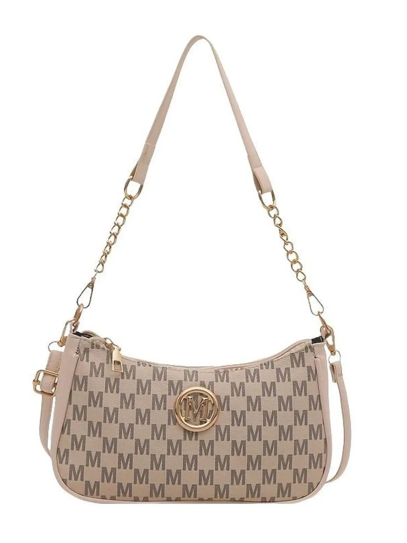 Elegant Women's Stylish Crossbody Fashion Bag, High-Quality Printing Crescent Versatile Shoulder Clutch, Detachable Chain Strap, Adjustable Belt, Zipper Closure, Crossbody Clutch Purse