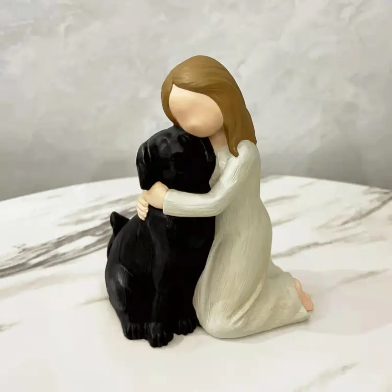 New Girl Holding Dog Ornament Design Resin Collectible Decorative Figurine Room Decor Home Decor Ornaments Gift for Dog Lovers