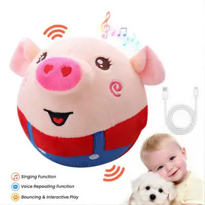 Cute Pig-Shaped Rechargeable Interactive Squeak Dog Toy - Jumping Chew Toy with Recording, Music Modes, Moving Design for Dog Play Engagement, Interactive Squeak Toys