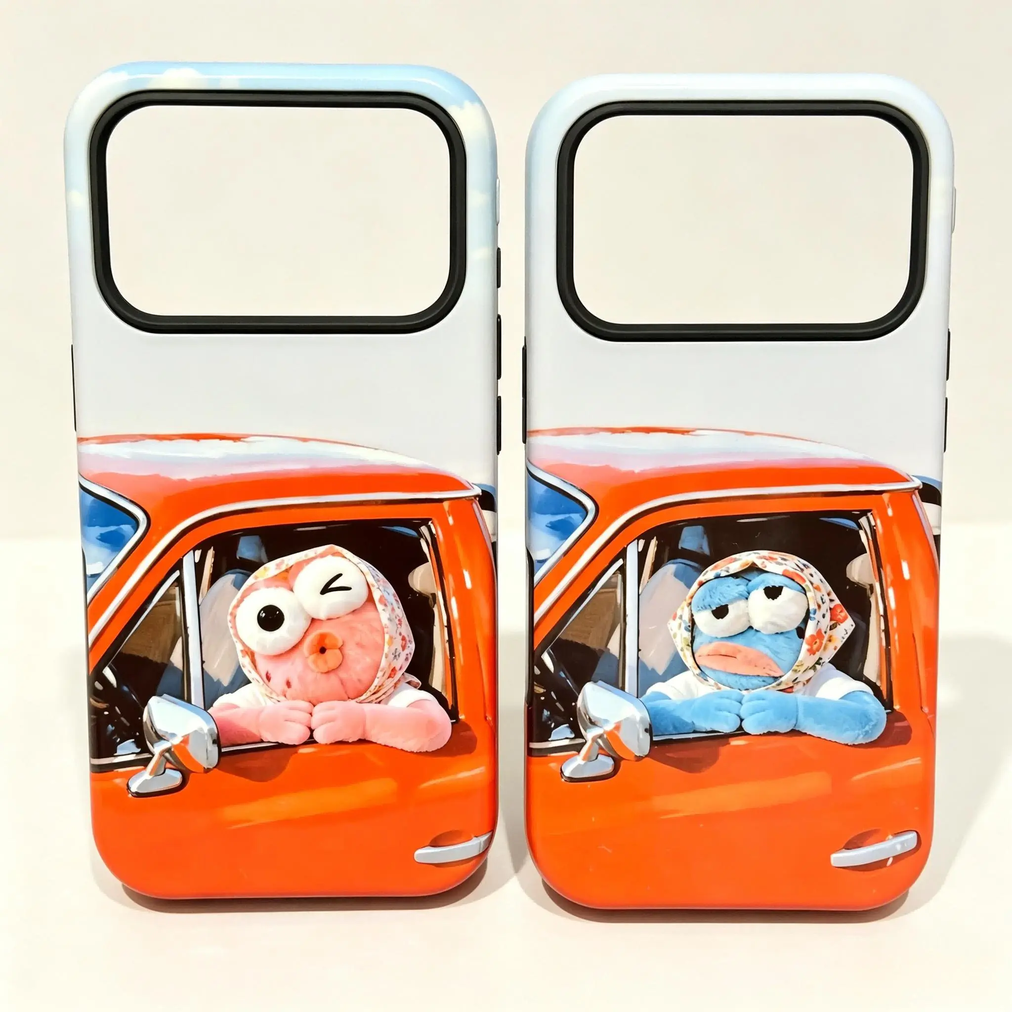 Funny Driving Puppet Aesthetic Phone Case, Cute Retro Red Car Cover, Trendy Unique Meme Phone Case for iPhone 11, 12, 13, 14, 15, 16, 17 Pro Max Plus Mini, Viral Nostalgia Core Shock Absorbing Protective Armor Trendy Casing Shell
