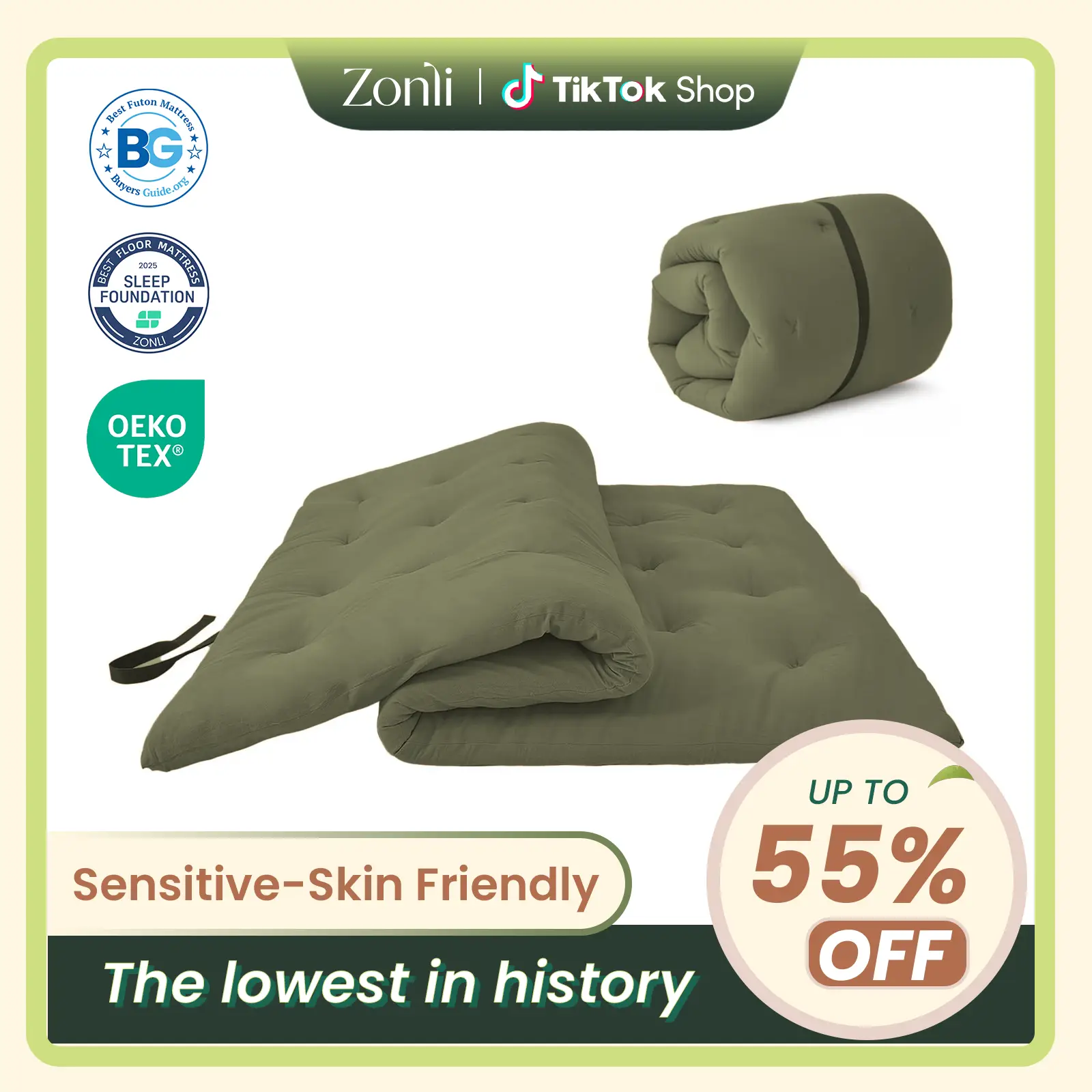 ZonLi Classic Floor Futon Mattress, Multi-color, 100% Cotton 2.5" / 4 " Tatami Mattress, Foldable Sleeping Pad,Portable Dormitory Tatami Mat,Roll Up F