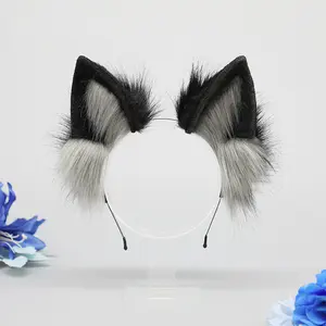 One Piece Dropshipping Realistic Animal Ear Headband Cute Plush Fashion Accessories Wolf Lone Wolf Hairband Headwear Hair Accessories