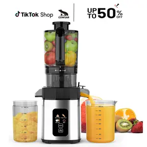 COWSAR Cold Press Juicer, 4.35" Large Feed Chute Masticating Juicer for Whole Vegetables & Fruits, High Juice Yield Slow Juicer Machine with Easy Cleaning & Quiet Motor