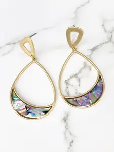 Bauble Sky Teardrop Natural Abalone Earrings - Captivating Iridescence with Clear Coat for Added Luster, Oceanic Allure & Sophisticated Style
