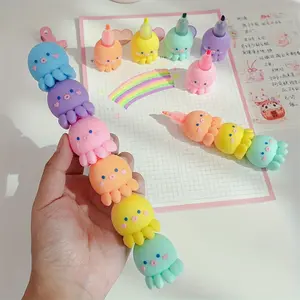 1/2 set of cute octopus highlighter pen set, innovative marking tool, for highlighting, fluorescent art and graffiti pen, suitable for educational and professional use