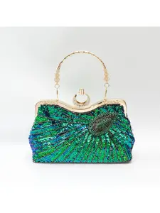 Women's Vintage Bag,Beaded Sequin Peacock Clutch, Handmade Crossbody Evening Bag, Handbag For Wedding Party Prom,Vintage 1920s Style Evening Bag,Elegant Clutch Bags.