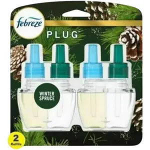 Febreze Plug in Air Fresheners, Limited Edition Winter Spruce Scent, Scented Oil Refill (2 Count)