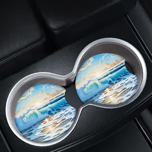 Car Coaster, Round Anti-slip Car Cup Holder Pad, Car Interior Decoration Accessories for Women & Men, Car Accessories
