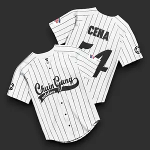 WWE John Cena Chain Gang Soldier White Baseball Jersey, Outdoor Sportswear, Gifts for WWE and John Cena Lovers and Fans