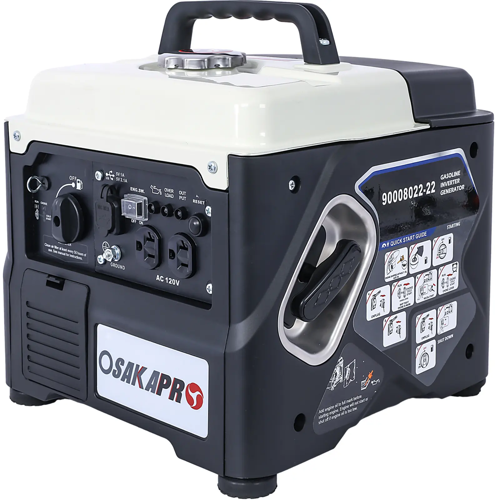 1200W Portable Inverter Gas Powered Generator - 3.2L EPA Compliant, Quiet Operation, Eco-Mode, Ultra-Lightweight, 2 USB Sockets, Clean Power for Home Backup & Camping