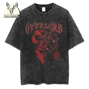 Casual T Shirt Harajuku Male Classic Simple T-shirt Anime OVERLORD Clothing Men Women Vintage Washed Cotton Tshirts