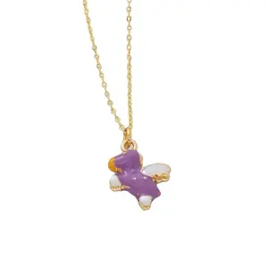 Purple three-dimensional small Pegasus necklace unisex daily clavicle chain holiday gift jewelry